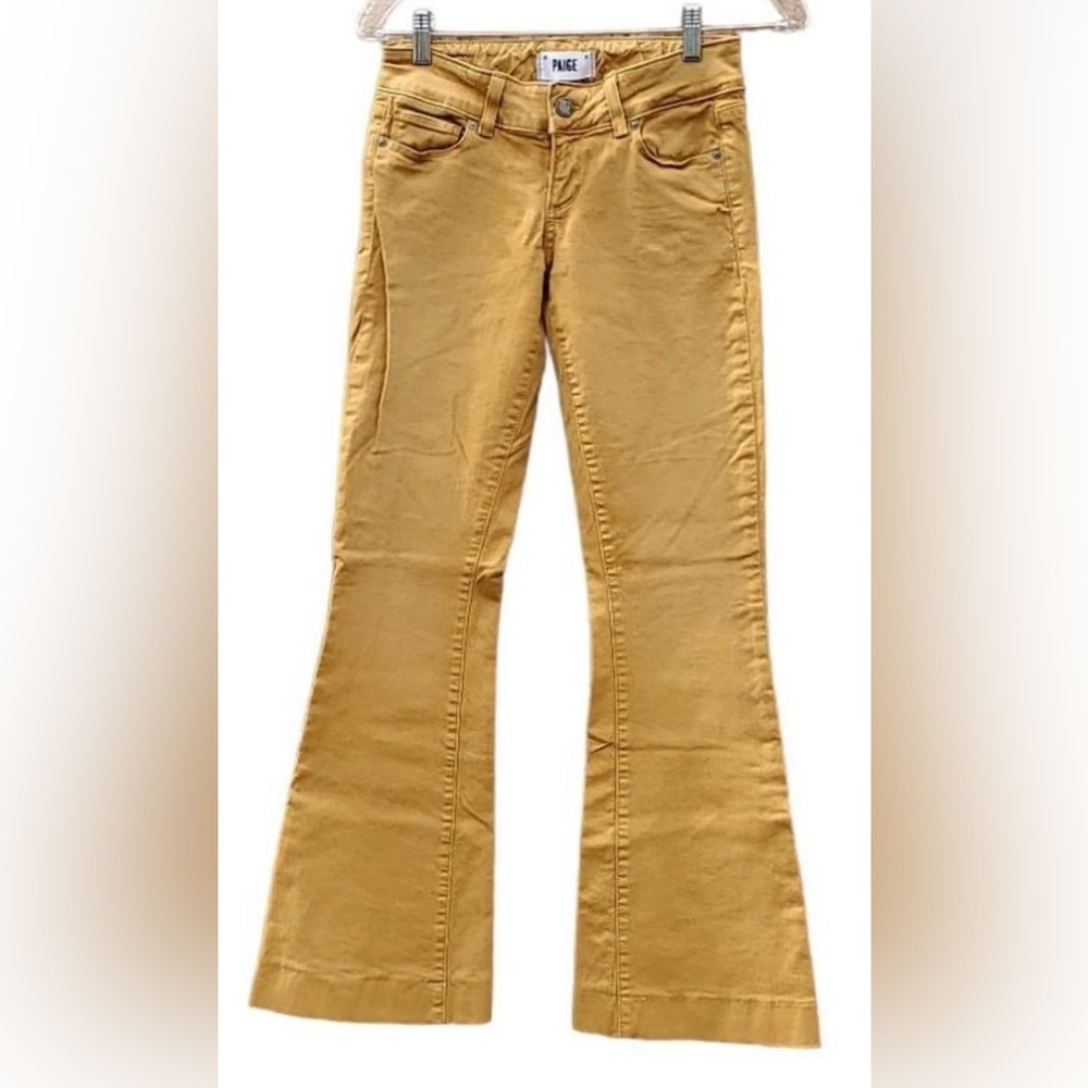 Paige mustard yellow crop boot cut jeans